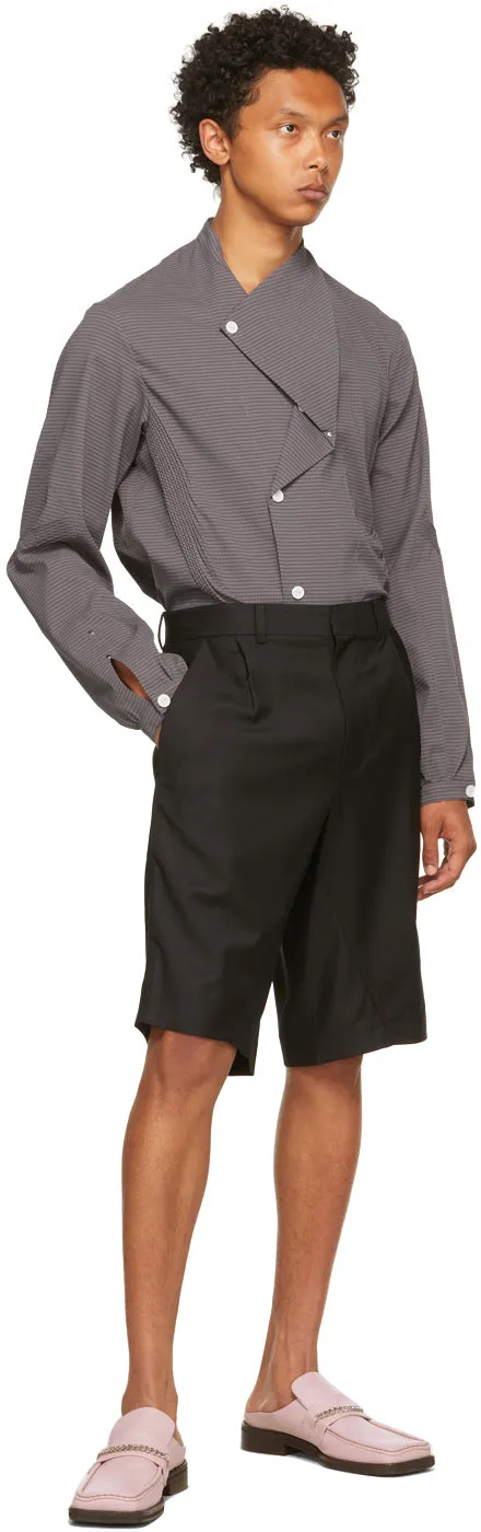 Bianca Saunders Black Twisted Tailored Shorts