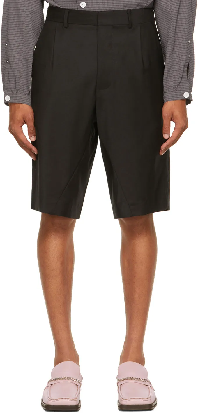 Bianca Saunders Black Twisted Tailored Shorts