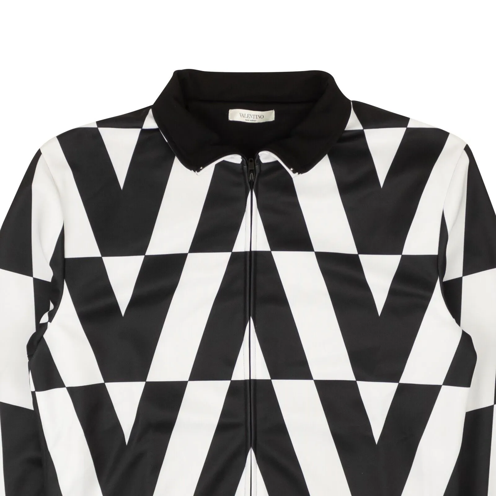 Black And White Optical Print Zip-Up Track Jacket