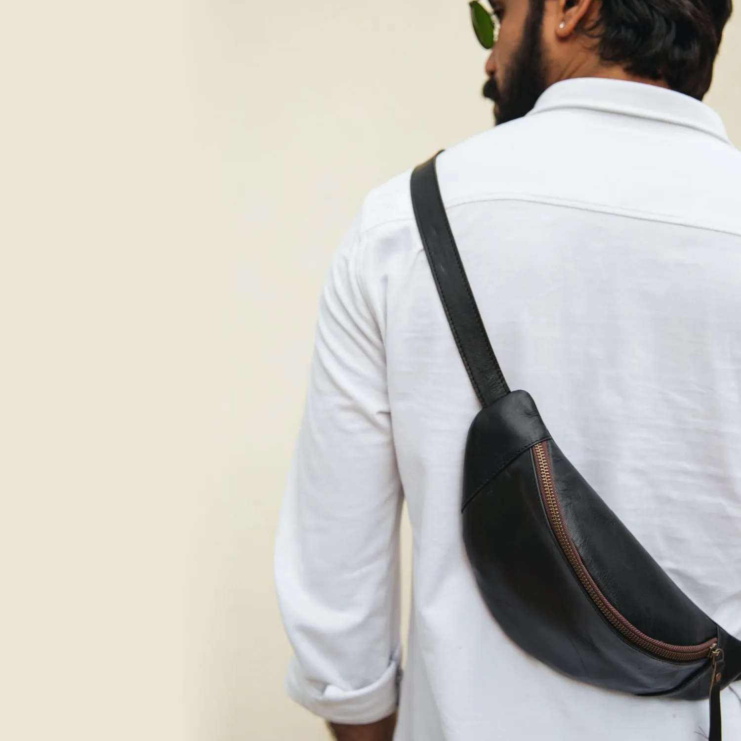Brown Unisex Leather Fanny Pack