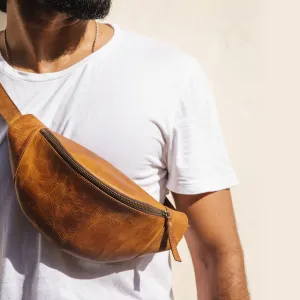 Brown Unisex Leather Fanny Pack