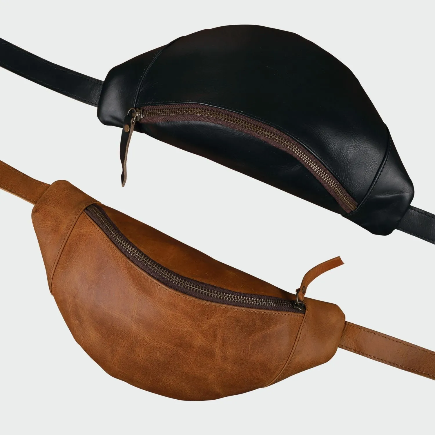 Brown Unisex Leather Fanny Pack