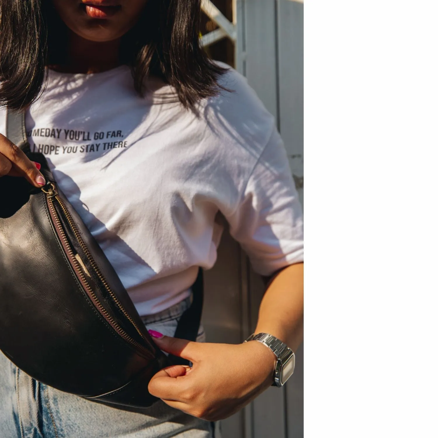 Brown Unisex Leather Fanny Pack