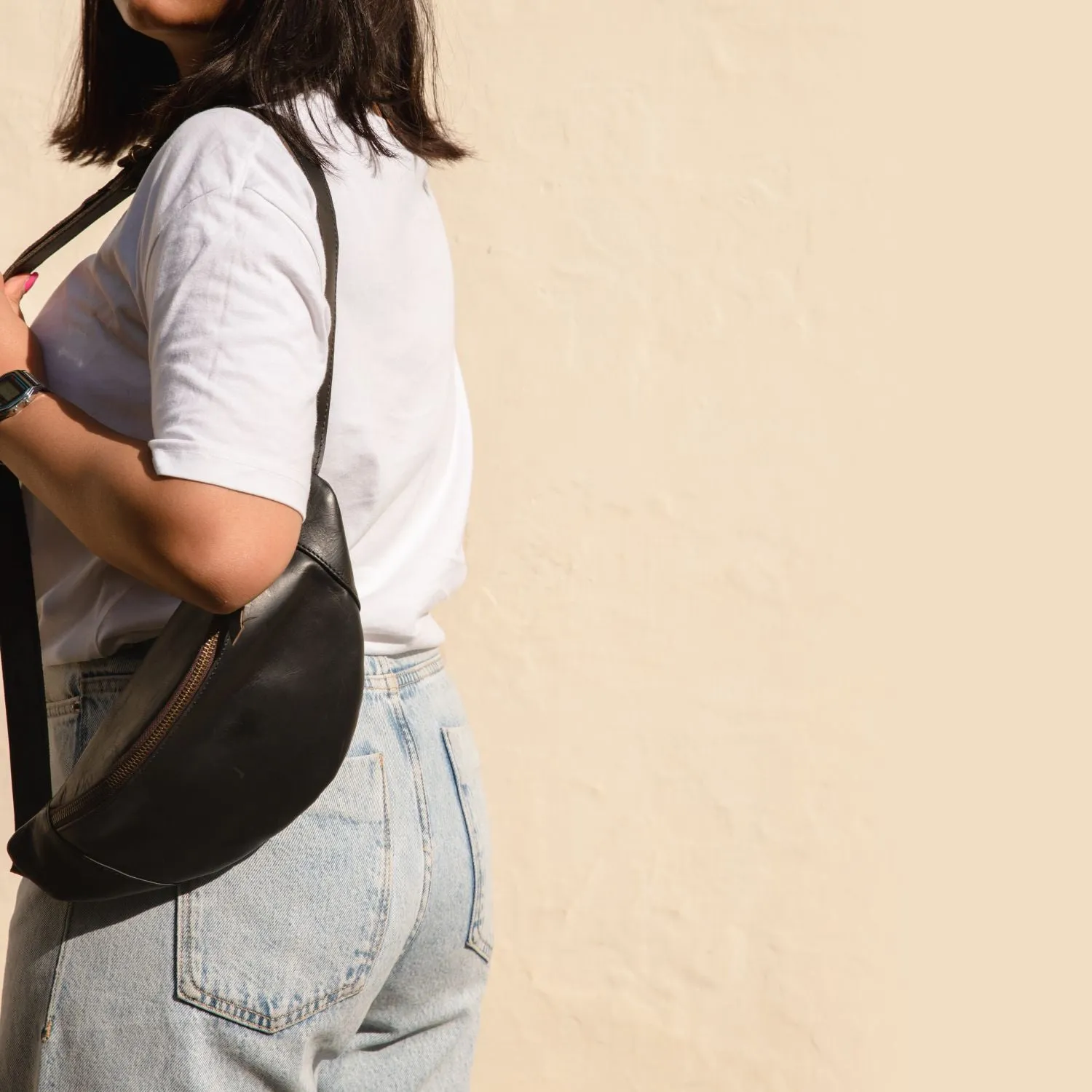 Brown Unisex Leather Fanny Pack