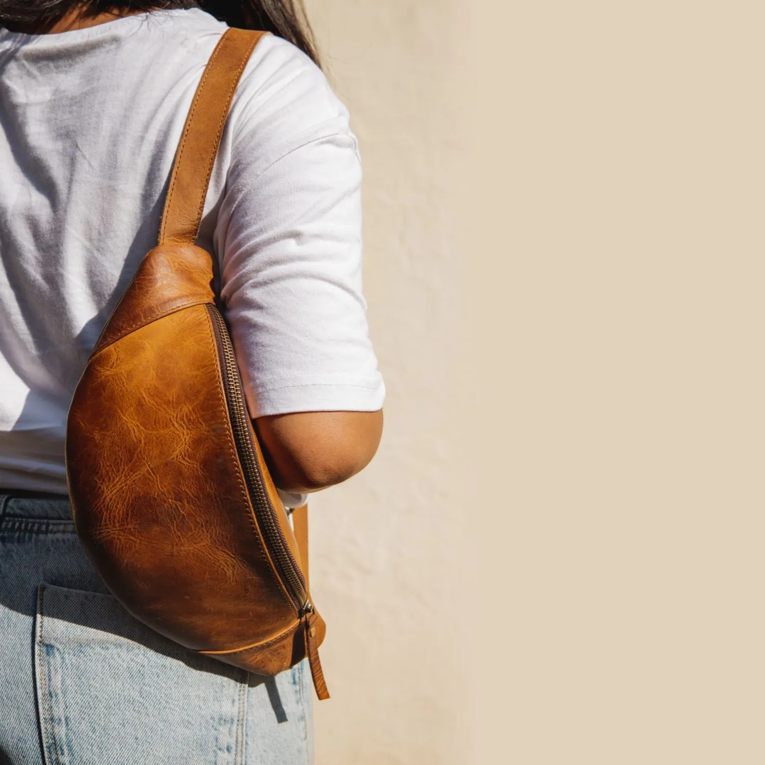 Brown Unisex Leather Fanny Pack