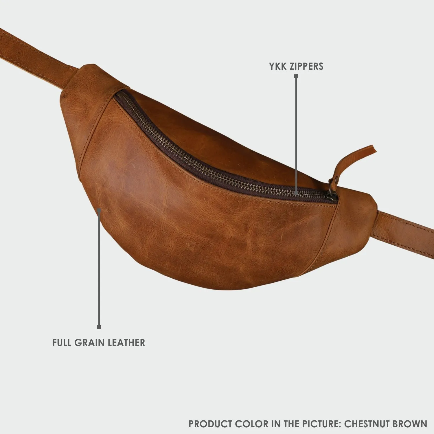 Brown Unisex Leather Fanny Pack