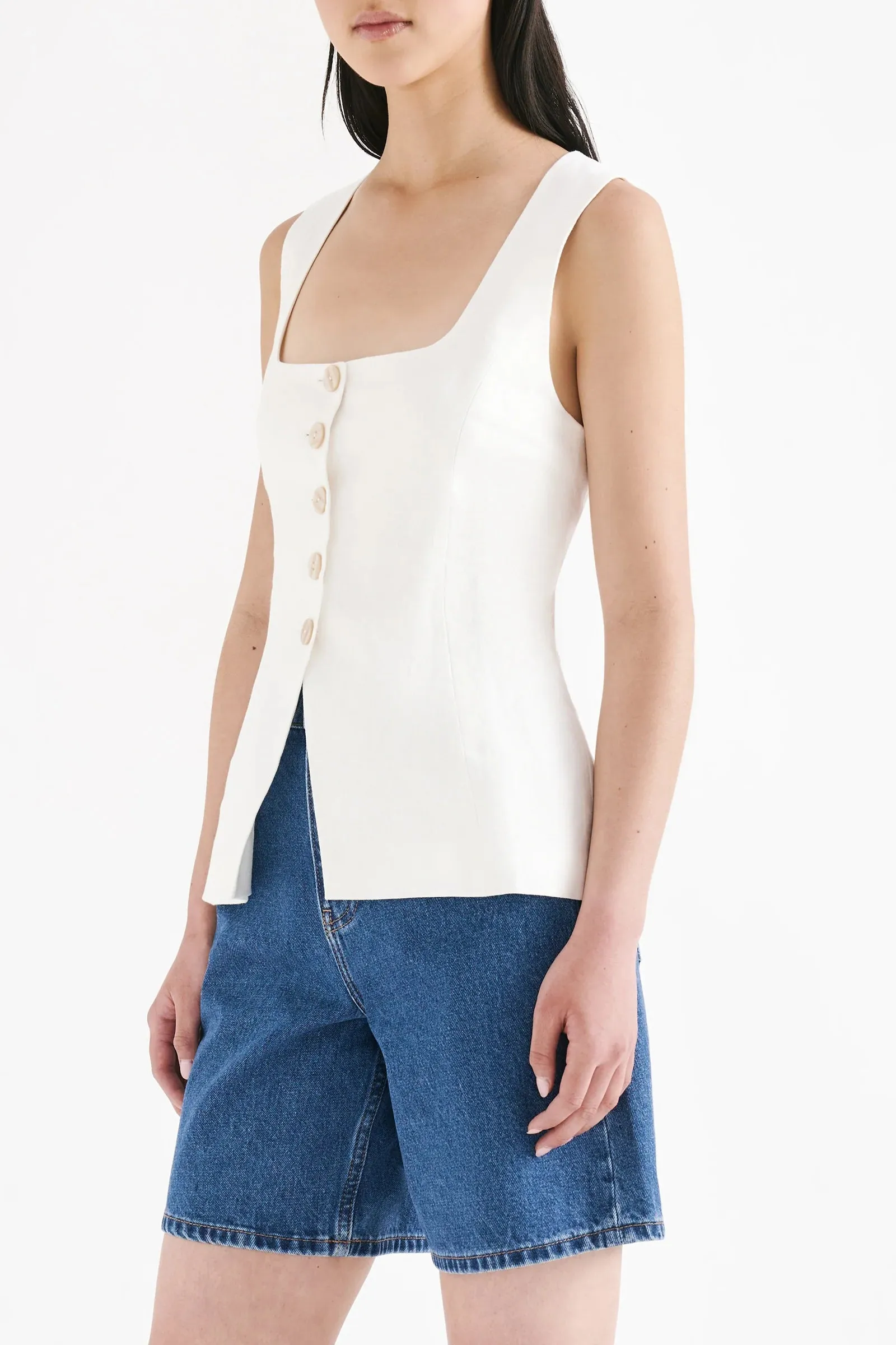 CLIO LINEN VEST | WHITE