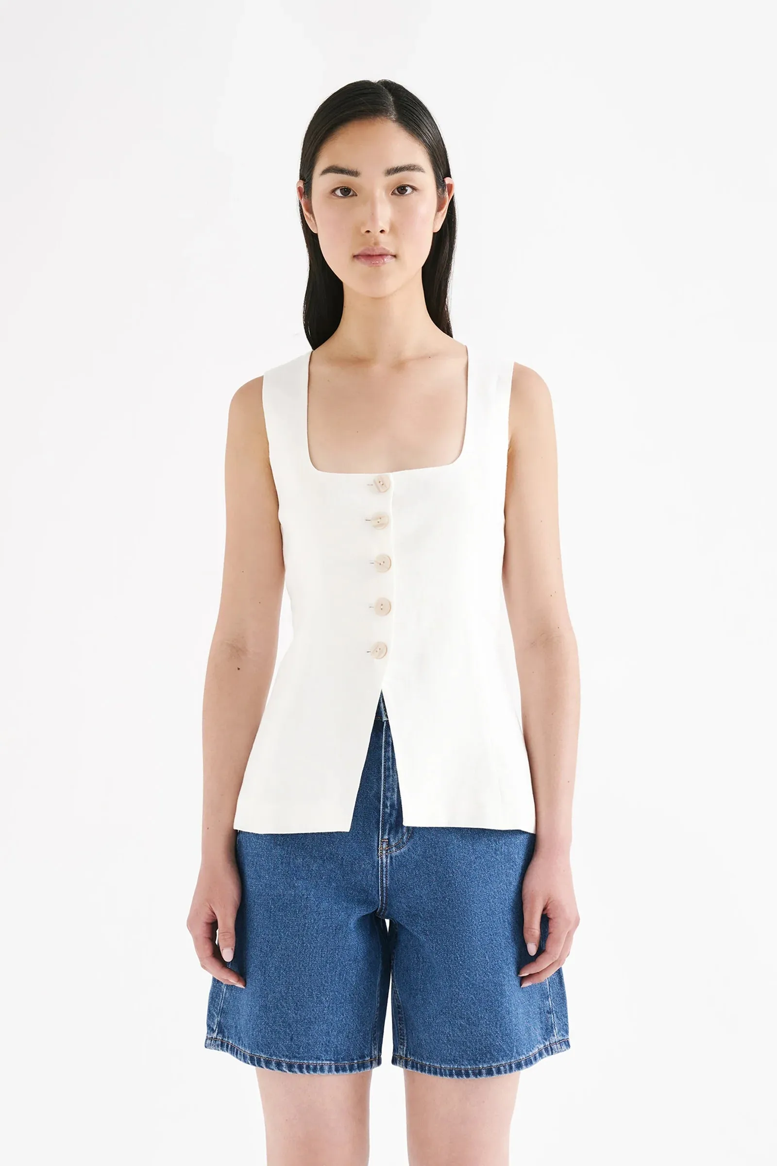 CLIO LINEN VEST | WHITE