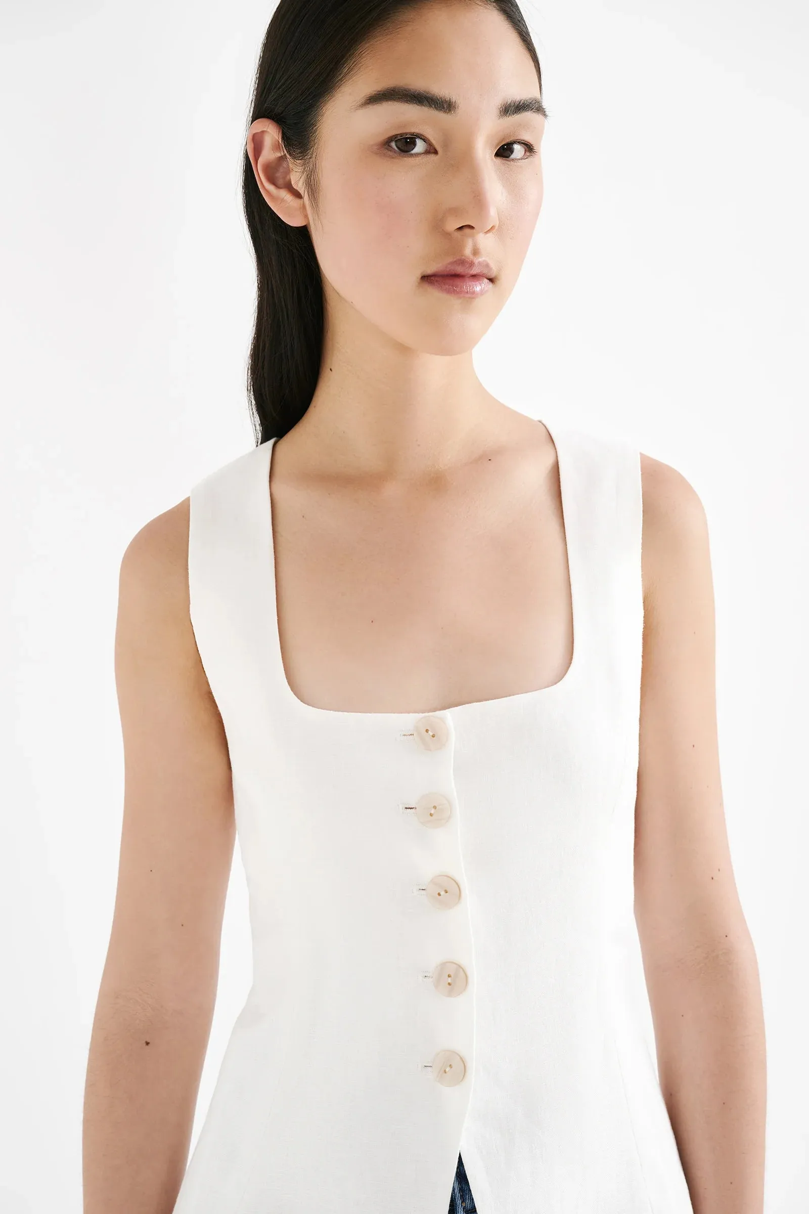 CLIO LINEN VEST | WHITE