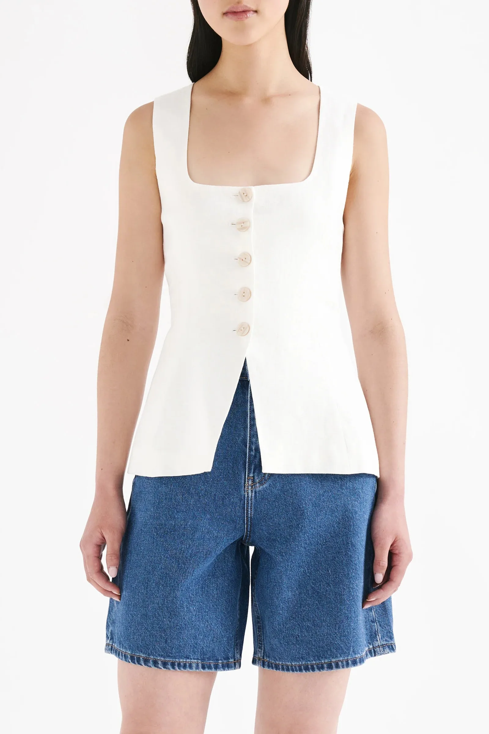 CLIO LINEN VEST | WHITE
