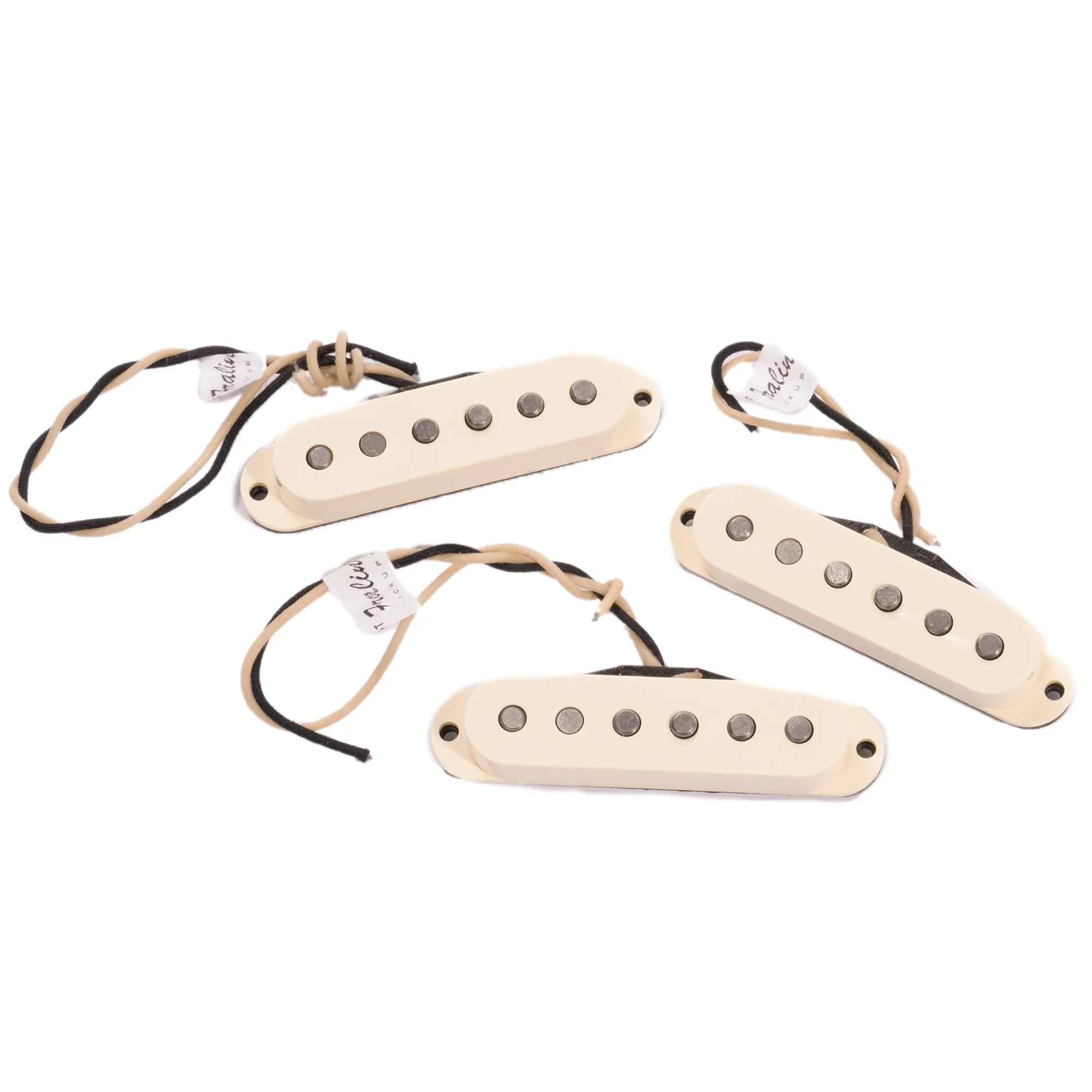 Fralin Vintage Hot Single Coil Strat Electric Guitar Pickup Set, Parchment, Stock Stagger