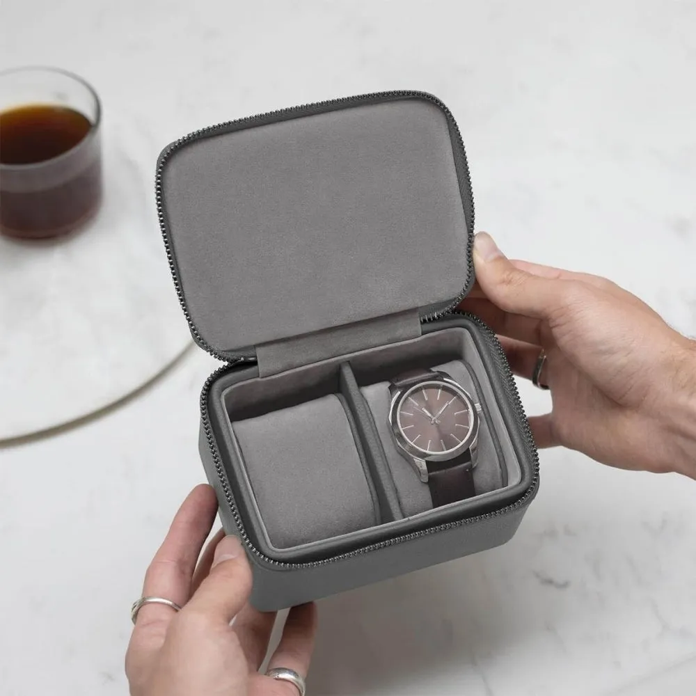 Large Zipped Watch Box - Slate Grey - 75686