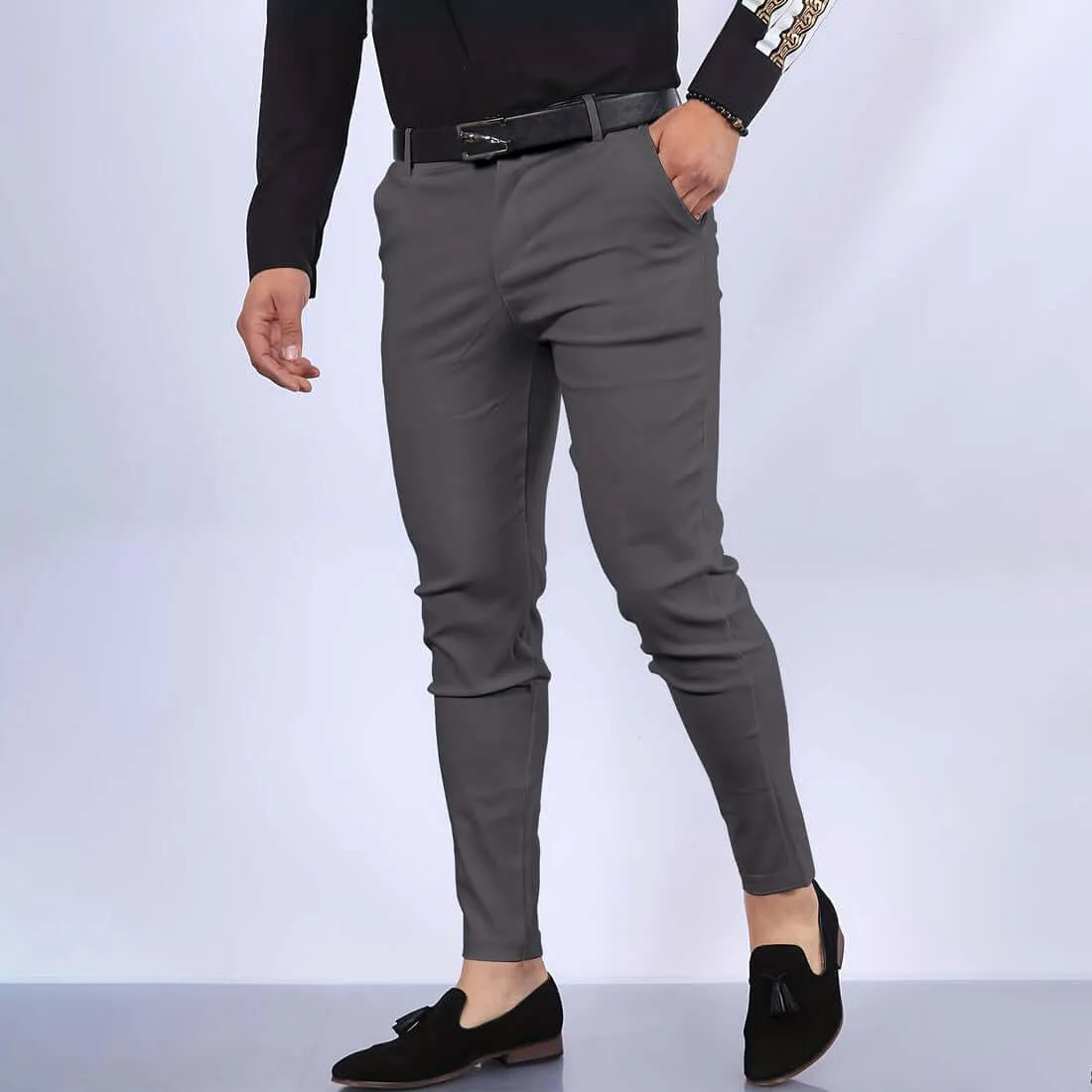 Men's Solid Colored Tailored Trousers