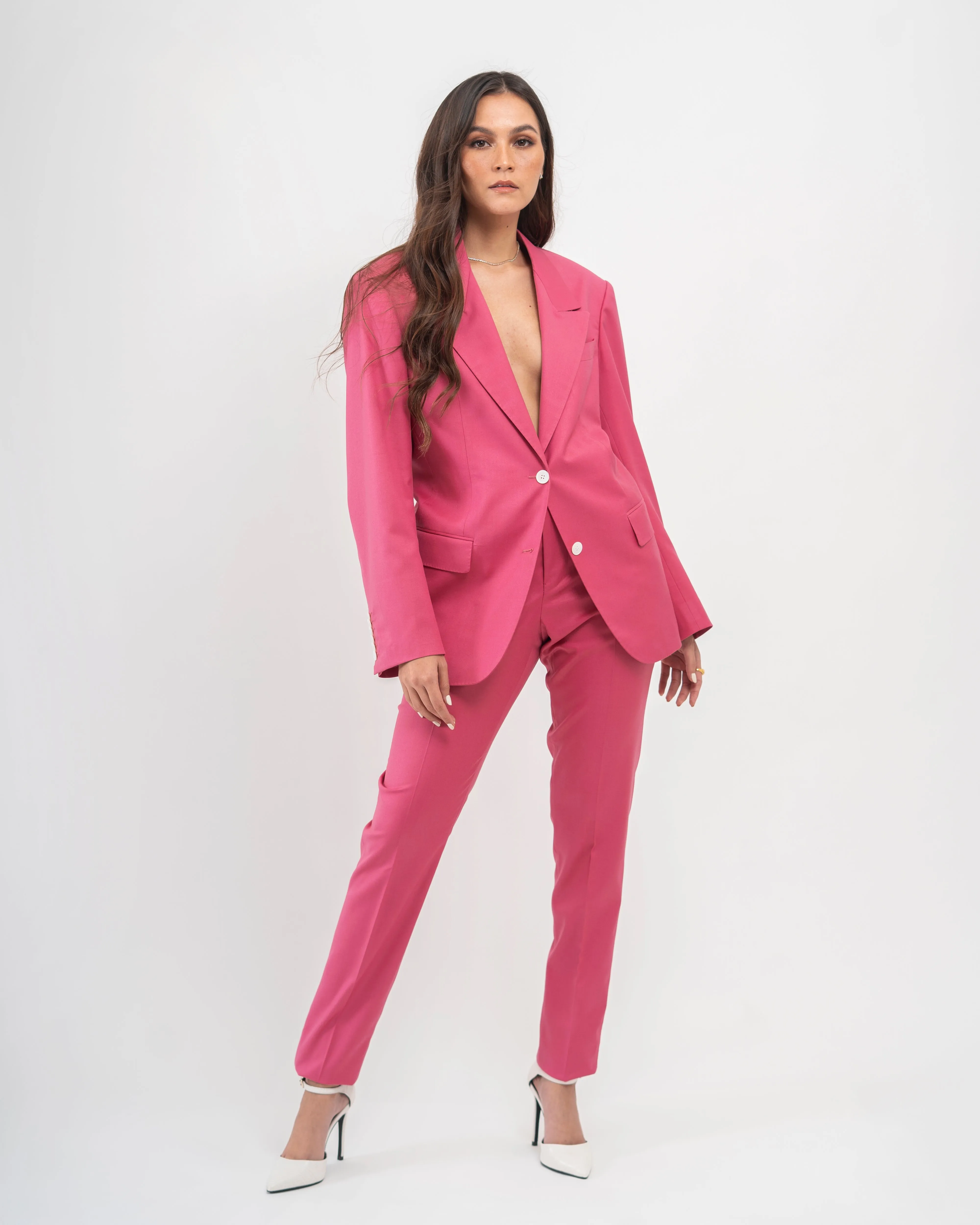 Tailored Oversized Blazer (Fuchsia)