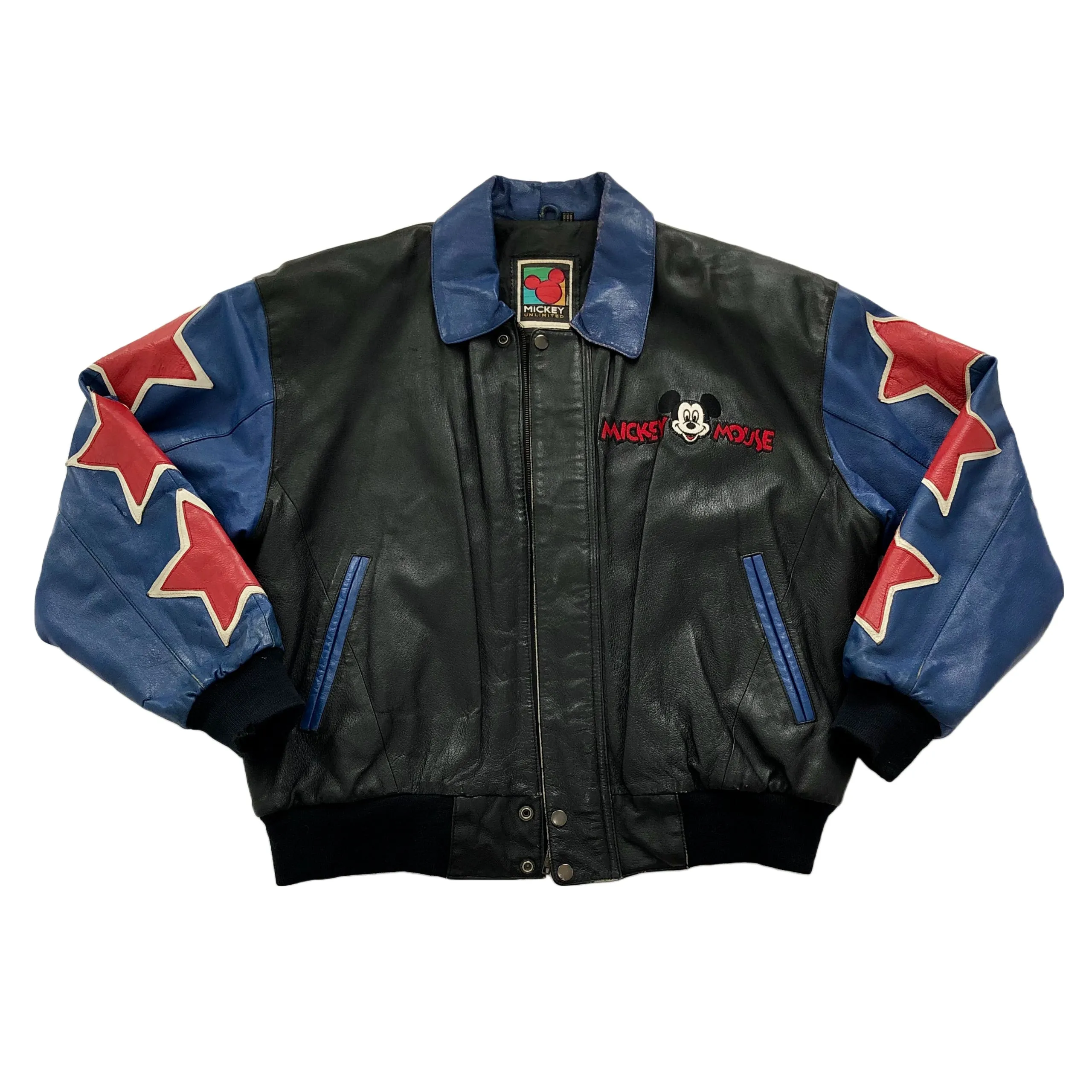 Vintage 90's Disney Mickey and friends leather jacket. Large