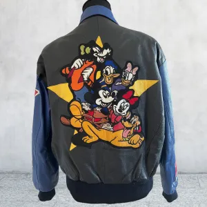 Vintage 90's Disney Mickey and friends leather jacket. Large