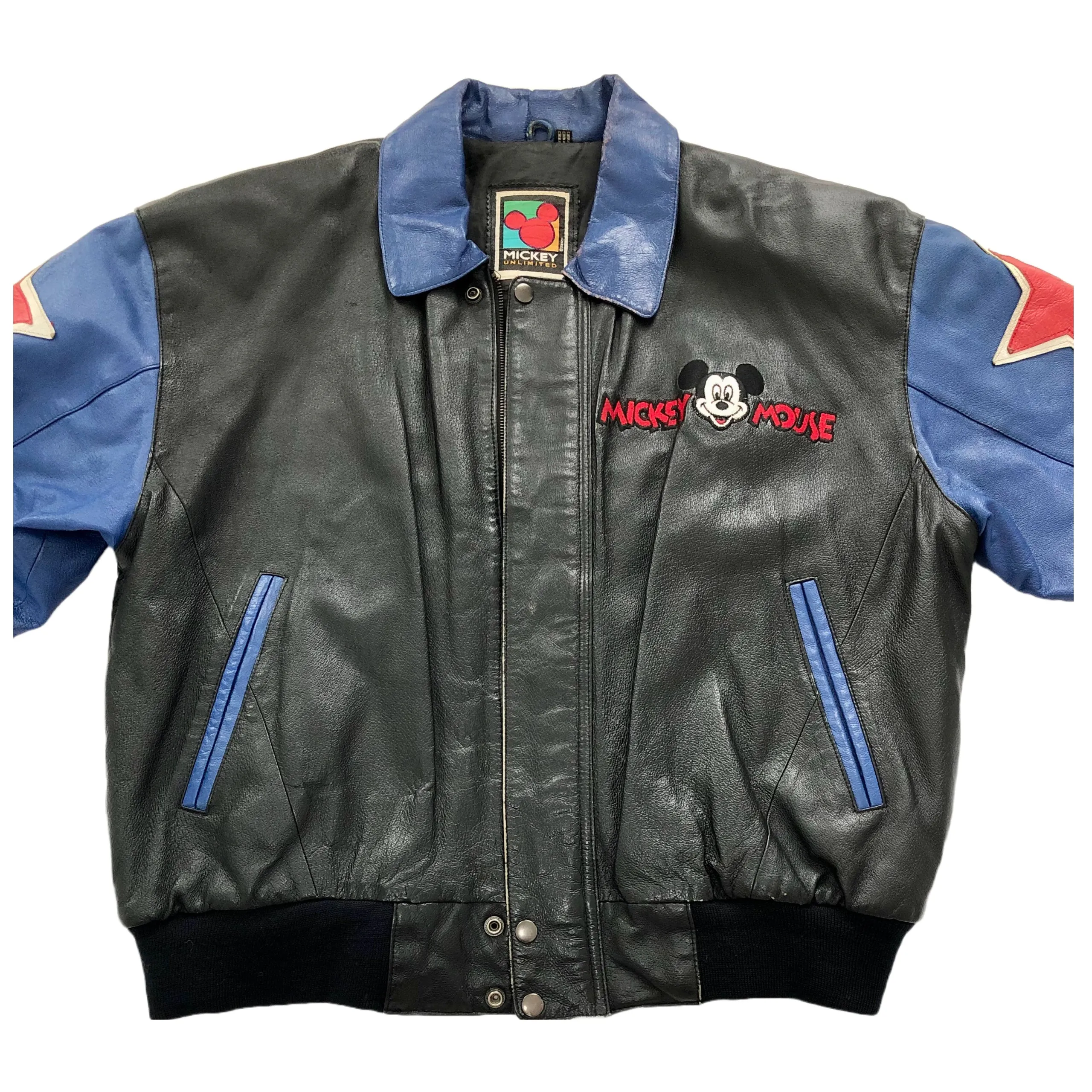 Vintage 90's Disney Mickey and friends leather jacket. Large