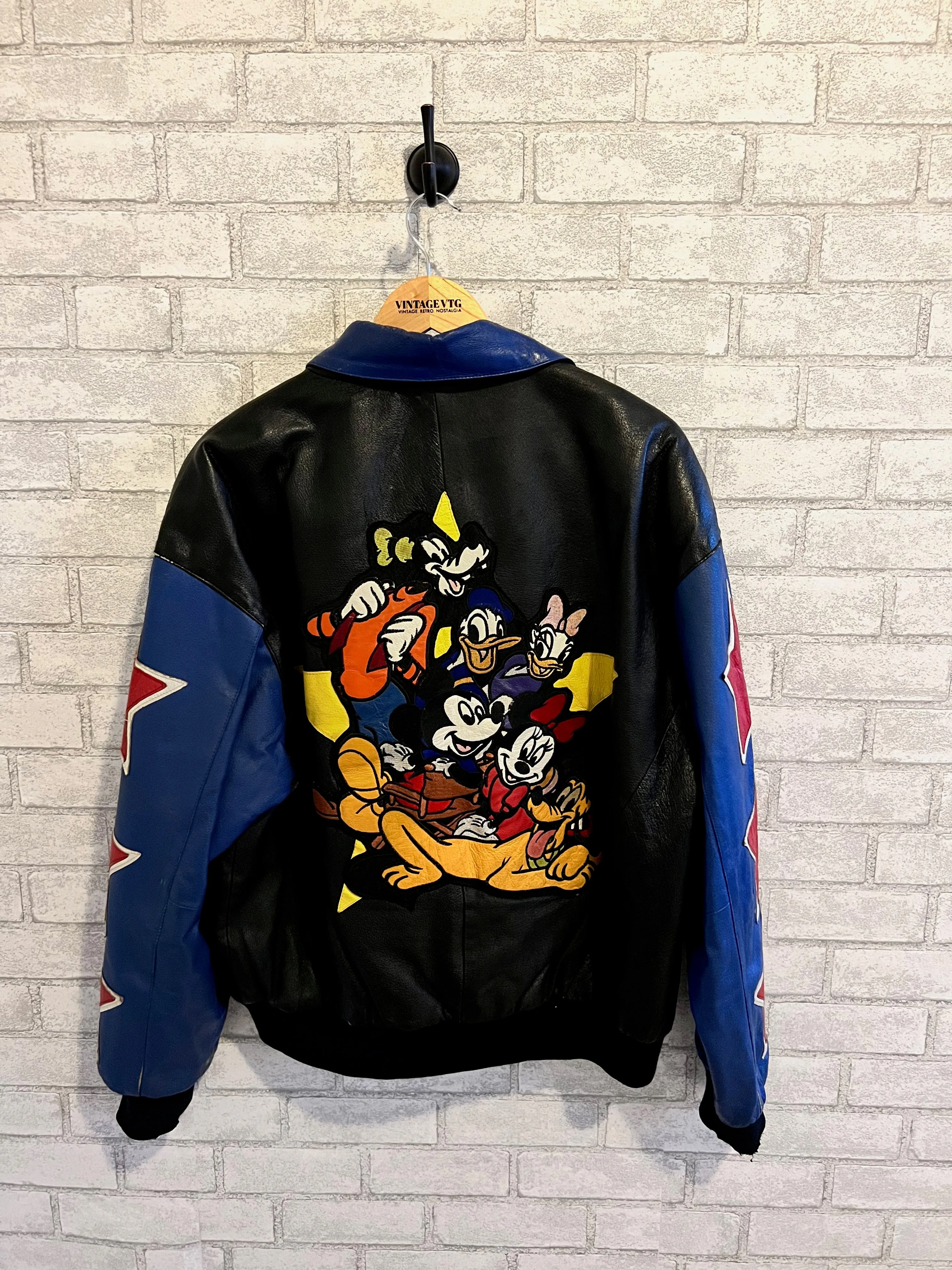 Vintage 90's Disney Mickey and friends leather jacket. Large