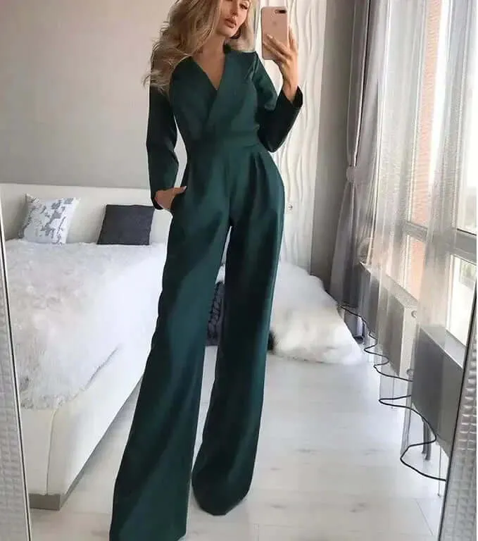 Women's Elegant Wide Leg Jumpsuit: Tailored Fit