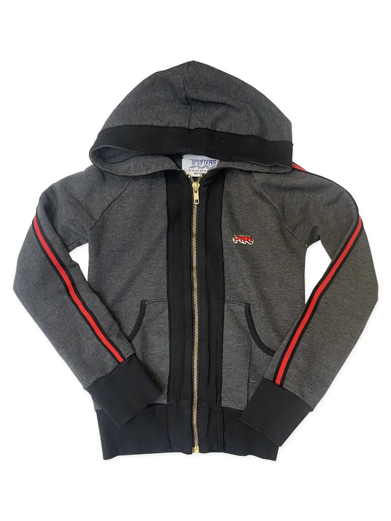 Youth Track Latimer Zip Hoodie in Charcoal